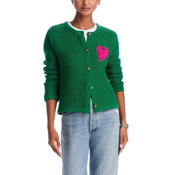 KERRI ROSENTHAL X AQUA HEART PATCH CARDIGAN - Picture 1 of 5